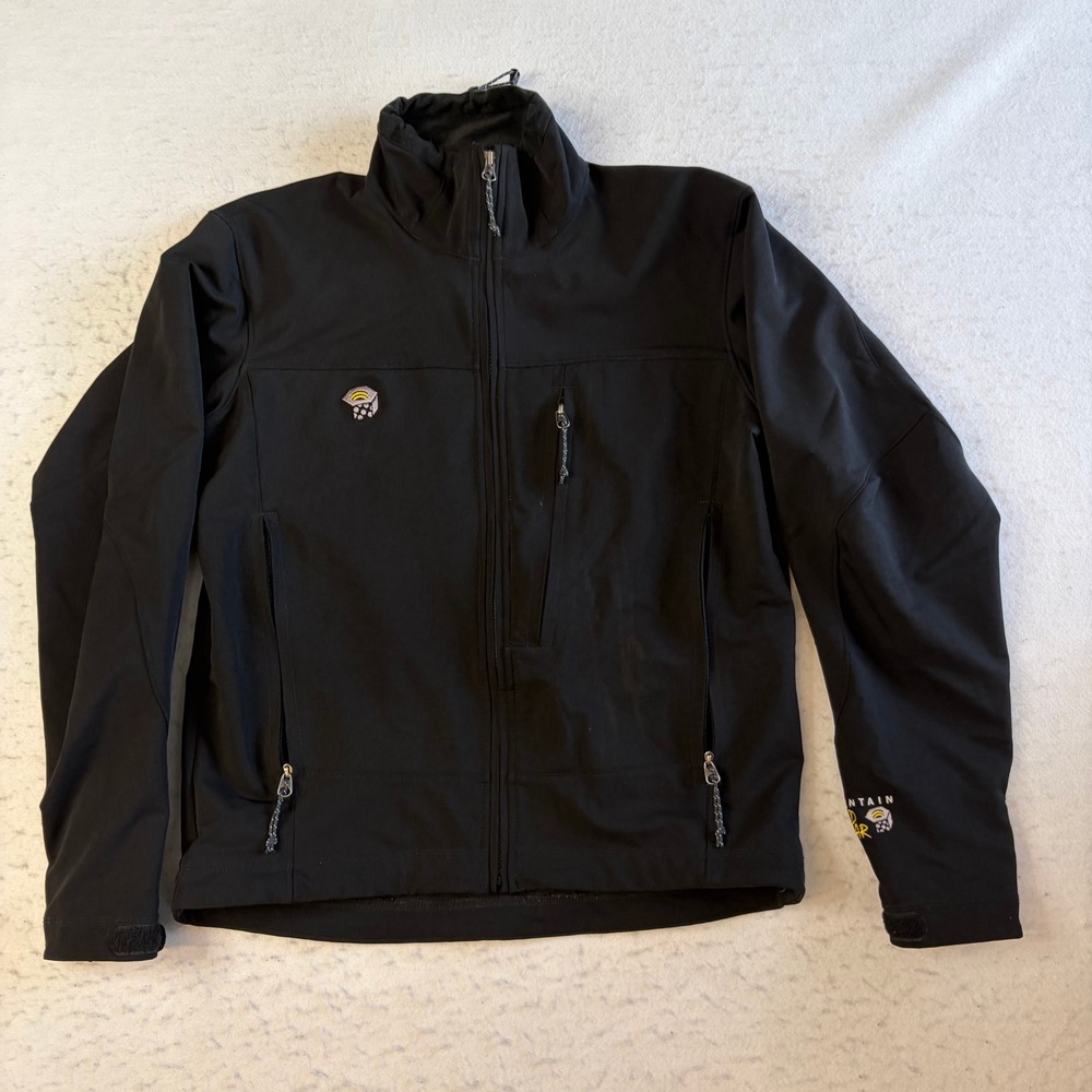 Mountain Hardwear Softshell Jacket Medium Black Full Zip Outdoor Hiking Coat